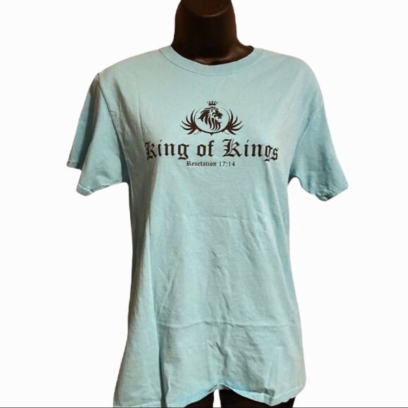 CHRISTIAN Tee King of Kings T Shirt Aqua Blue - Picture 1 of 12
